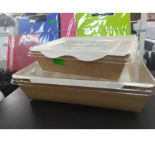 Салатник 1000 мл картонный 220*163*55мм с прозрачной крышкой , 50шт/упак, РФ