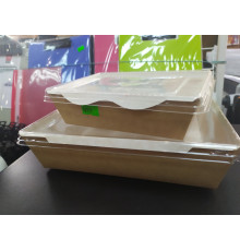 Салатник 1000 мл картонный 220*163*55мм с прозрачной крышкой , 50шт/упак, РФ