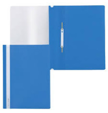 Скоросшиватель пластиковый с прозр.верхом А4 BRAUBERG 0,18мм синий 220385 (25). РФ