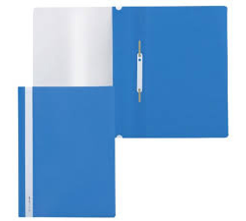 Скоросшиватель пластиковый с прозр.верхом А4 BRAUBERG 0,18мм синий 220385 (25). РФ