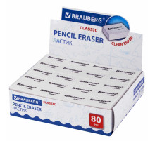 Ластик BRAUBERG Clsssic,прямоугольный, белый,(26*17*7мм)Китай