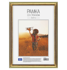 Рамка пластик со стеклом 21*30, 202 , OfficeSpace 2, золотистый, РФ