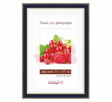 Рамка пластик со стеклом 21*30, 225/444 (синий мрамор, с золотой полос. внутри). РБ