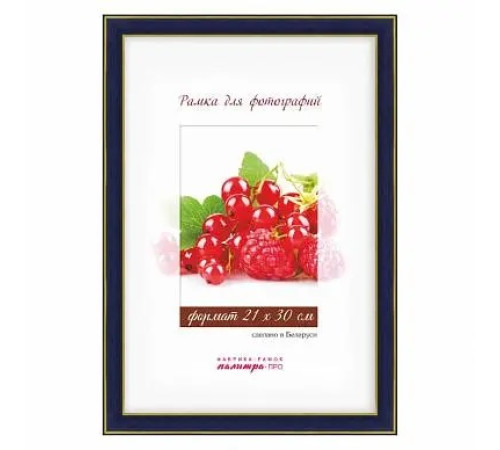 Рамка пластик со стеклом 21*30, 225/444 (синий мрамор, с золотой полос. внутри). РБ
