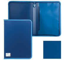 Папка на молнии пластиковая BRAUBERG Сontract, А4 335*242мм, внутренний карман, синяя, 225161. РФ