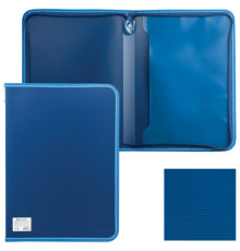 Папка на молнии пластиковая BRAUBERG Сontract, А4 335*242мм, внутренний карман, синяя, 225161. РФ