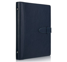 Ежедневник  А5 недатир. 210*145 мм,Deli 100 стр. с хлястиком тверд. обл. кожзам., синий.Китай
