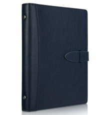 Ежедневник  А5 недатир. 210*145 мм,Deli 100 стр. с хлястиком тверд. обл. кожзам., синий.Китай