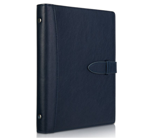 Ежедневник  А5 недатир. 210*145 мм,Deli 100 стр. с хлястиком тверд. обл. кожзам., синий.Китай