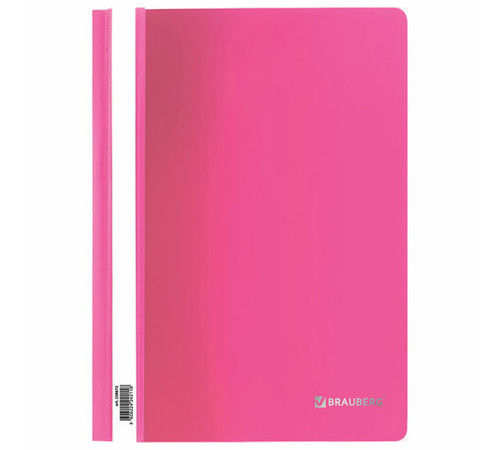 Скоросшиватель пластиковый BRAUBERG 180 мкм розовая, РФ