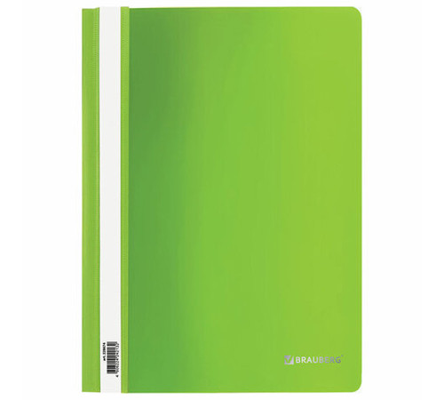 Скоросшиватель пластиковый BRAUBERG 180 мкм салатовый, РФ