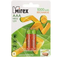 Аккумулятор Ni-MH Mirex HR3 / AAА 1000mAh 1,2V 2 шт/упак (2/20/100), ecopack, Китай