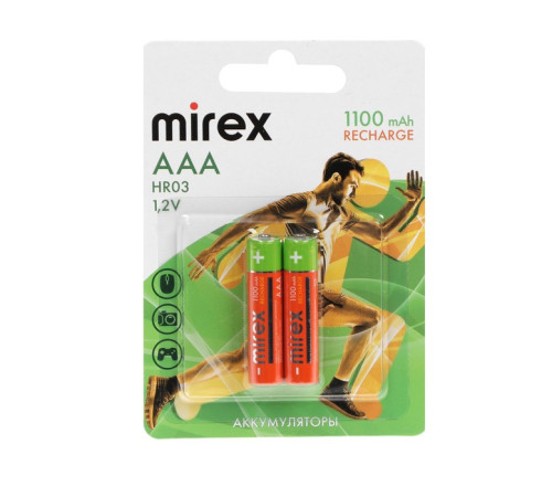 Аккумулятор Ni-MH Mirex 1100мАч /AAA ,HR03,1,2 V блистер 2 шт., Китай