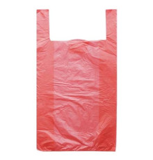 Пакет ПНД тип "майка" 240+120*400, 10 мкм, (уп/100шт) окр. красный, РБ