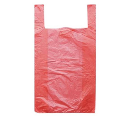 Пакет ПНД тип "майка" 240+120*400, 10 мкм, (уп/100шт) окр. красный, РБ