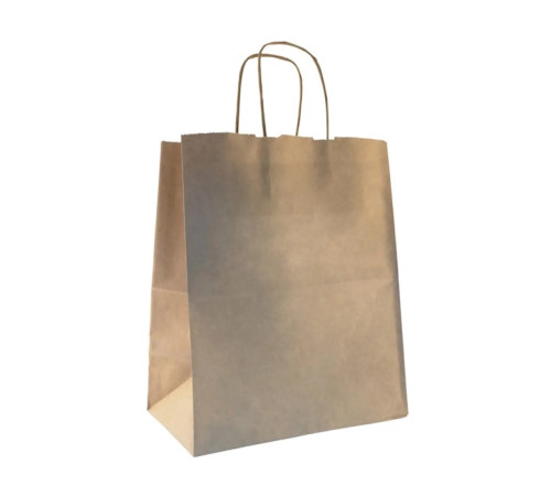 Пакет бумажный крафт 240*140*280 мм, 70 гр, плоская ручка, РБ