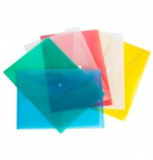 Папка конверт А5 на кнопке  "OfficeSpace"(190*240мм) 150 мкм полупрозрачный., красный, РФ