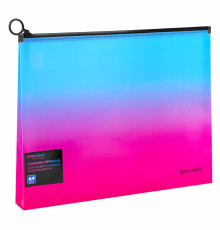 Папка А4 на zip-молнии Brauberg "Grade", 180мкм, пластик, розово-голубой, РФ