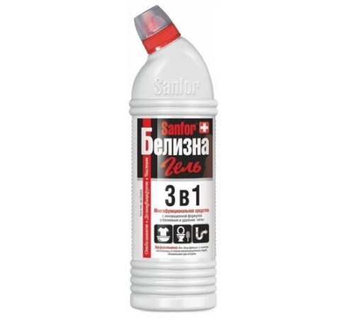 1000 мл Средство чистящее Sanfor Белизна гель 3 в 1,хлоросодержащее, щёл..РФ