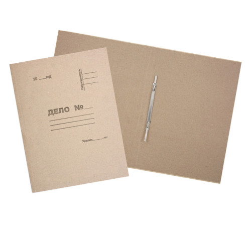 Скоросшиватель серый картонный с металлическим замком, РБ