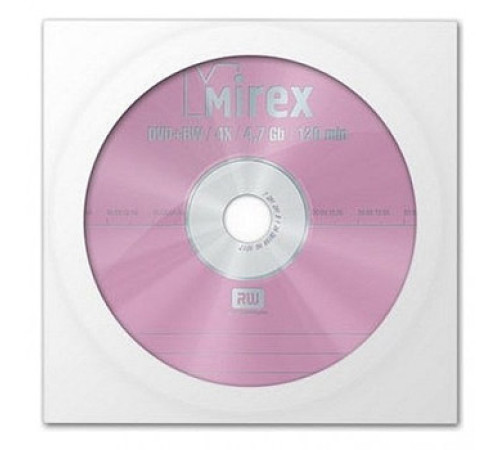 Диск DVD+RW Mirex 4.7Gb 4x в бумажном конверте с окном UL130022A4C, КИТАЙ