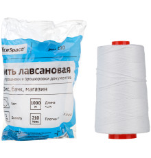 Нить для прошивки документов OfficeSpace ЛШ-210, d1мм, 1000м, белая, РФ