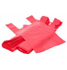 Пакет п/эт тип "майка" 300+160*550 мм, 0,016 мкм, 100шт/упак, ПНД, цв. красный,.,РБ