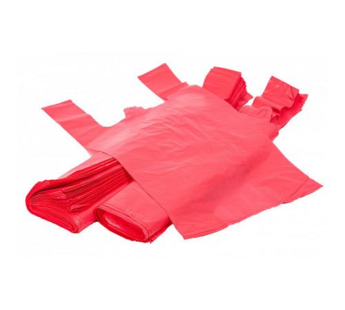 Пакет п/эт тип "майка" 300+160*550 мм, 0,016 мкм, 100шт/упак, ПНД, цв. красный,.,РБ