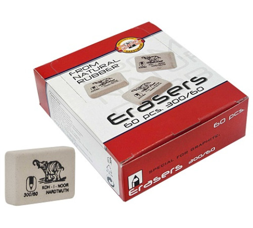 Резинка стирательная 30*20мм  KOH_I_NOOR 300/60 "Слон" прямоуг, , белая, карт.дисплей. Чехия