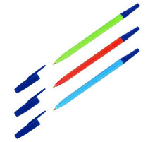 Ручка шариковая синяя 0,7мм,СТАММ «049» корпус ассорти,  маслен. стер.,РФ