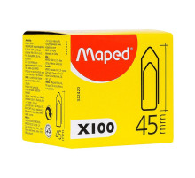 Скрепки 45 мм "Maped" никел., 100 шт., треуг., серебристый, Франция