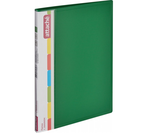 Папка пластиковая с боковым зажимом и карманом А4, 17мм, 0,7 мм, зеленая  Attache, РФ