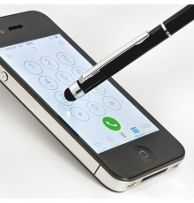 Ручка шарик/автомат "New Orleans" EASY GIFTS со стилусом,кор. черный/серебрист 0,7. синий, Китай