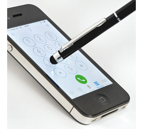 Ручка шарик/автомат "New Orleans" EASY GIFTS со стилусом,кор. черный/серебрист 0,7. синий, Китай