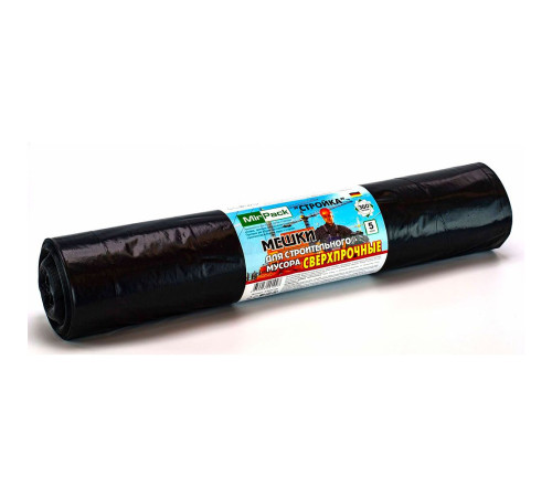 360л Мешки для мусора 360л 5шт/рулон ПВД 65мкм 110*140см ПВД Mirpack СТРОЙКА, цв. чёрный, РФ