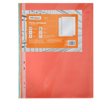 Файлы (папка-вкладыш) А4 матовые с перфорацией ЦВЕТНЫЕ 35мкм, OfficeSpace, 100шт/уп, РФ