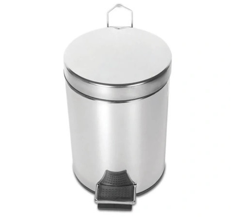 Корзина металлическая  д/бумаг, 12 л, с педалью, хром, Турция