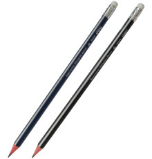 Карандаш ч/г НВ с ластиком Дели (серо-синий/серо-черный трехгранный корпус, заточенный).Китай