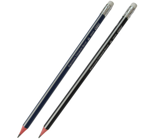 Карандаш ч/г НВ с ластиком Дели (серо-синий/серо-черный трехгранный корпус, заточенный).Китай