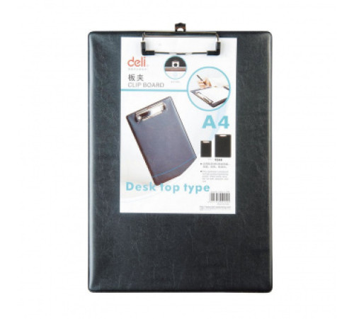 Доска-планшет DELI с верхним приж. А4 ПВХ/картон черный, Китай