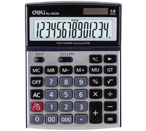 Калькулятор 14р. настольный DELI 193*139*34 мм, метал.корпус. Китай