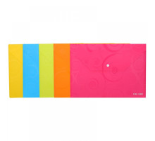 Папка-конверт А4 пласт. н/кнопке Deli RIO 180 мкм цв. оранжевый,с рисунком Китай