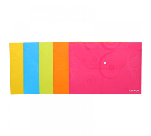 Папка-конверт А4 пласт. н/кнопке Deli RIO 180 мкм цв. оранжевый,с рисунком Китай