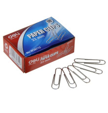 Скрепки 33мм 100шт/уп никелированные, овал (Deli), Китай