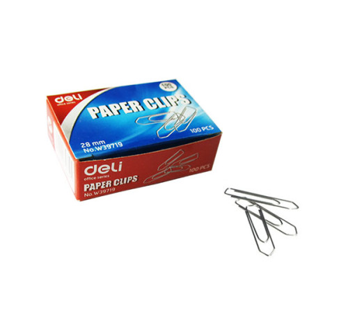Скрепки 28мм 100шт/уп никелированные, овал. (Deli),, Китай