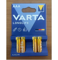 Батарейка LR03 ААА  VARTA Longlife алкалайн.1,5V  4 шт/уп, ,блистер Германия