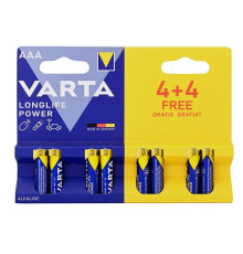 Батарейка LR03 ААА  VARTA Longlife Power,  алкалайн.1,5V  4+4 шт/уп, ,блистер Германия