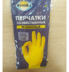 Перчатки хозяйственные резиновые (латексные)  р-р M с хлопковым напылением AVIORA, Китай