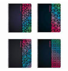 Тетрадь А5, 48л  на гребне, клетка,  BRAUBERG АБСТРАКЦИЯ,  глянцевая, РФ