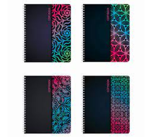 Тетрадь А5, 48л  на гребне, клетка,  BRAUBERG АБСТРАКЦИЯ,  глянцевая, РФ